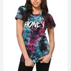 NWT Honey Brand Co Blue & Purple Tie-Dye Short Sleeve Tee - Size L Soft
